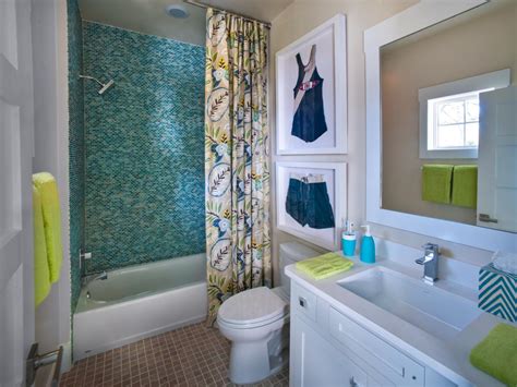 The blue color mixed with hints of water is appropriate and refreshing in a bathroom decor. Boy's Bathroom Decorating: Pictures, Ideas & Tips From ...