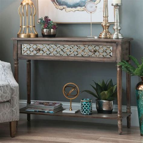 Distressed Rustic Mirrored Console Table Entryway Table
