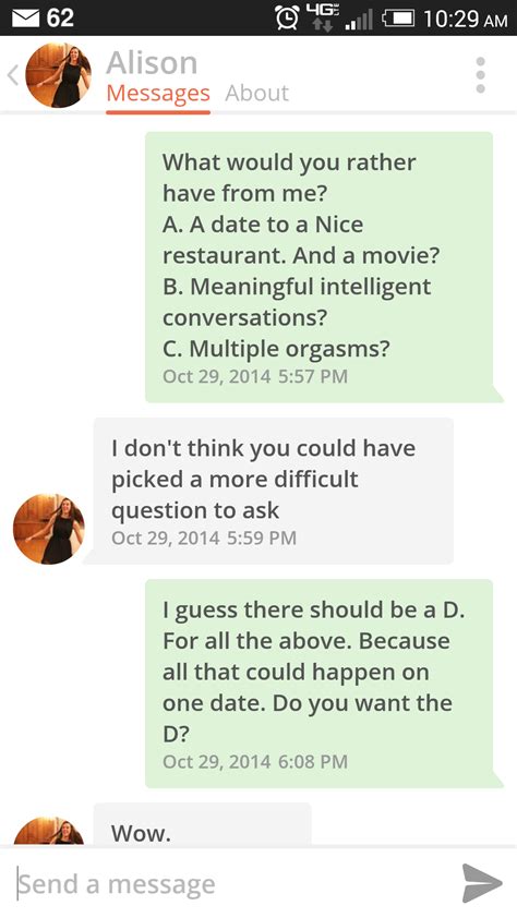 Looking for best tinder openers to use on guys or girls? This Guy's Tinder Opener Starts Off Lame But Has An A+ ...