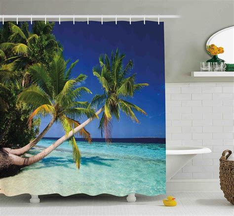 Tropical Shower Curtains Beach Shower Curtains Tropical Bathroom Shower Curtain Sizes