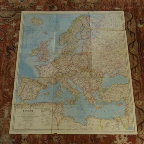 Vintage 1969 National Geographic Map Of Europe Spain Mediterranean Sea