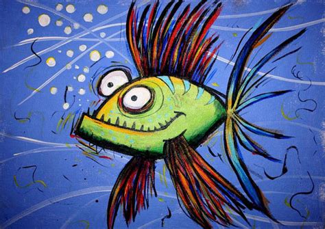 Tropical Fish Art Print Sea Life Art Whimsical Fish In The Etsy