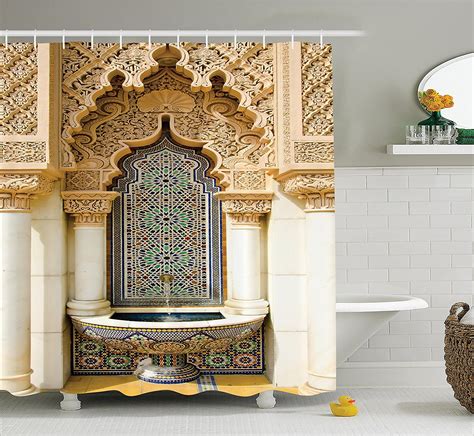 10 ways to make moroccan style work in your home. Memory Home Moroccan Decor Shower Curtain Vintage Building ...