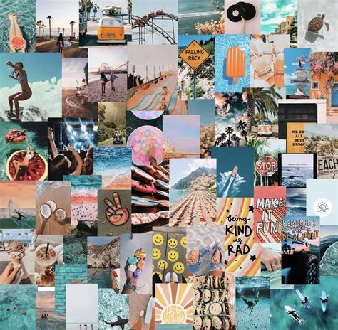 Beachy Summer Boho Wall Collage Kit Wall Collage Beach Wall Collage