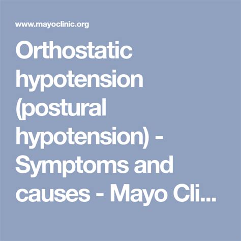 Orthostatic Hypotension Postural Hypotension Symptoms And Causes