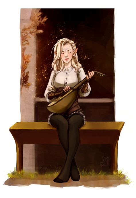 Female Elf Bard Pathfinder Pfrpg Dnd Dandd D20 Fantasy Character Art