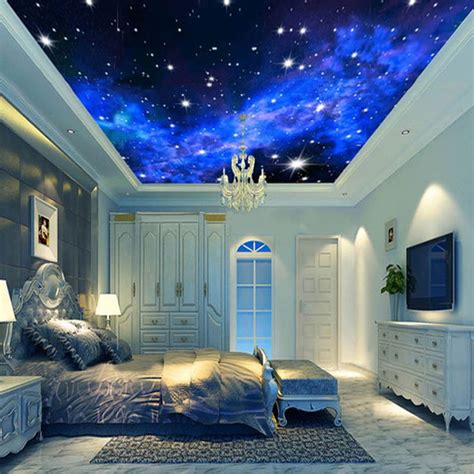 White pillar, design, house, style, interior, penthouse, megapolis. 3D Wallpaper Mural Night Clouds Star Sky Wall Paper ...