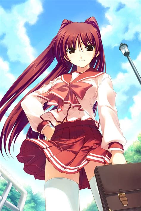 Amaduyu Tatsuki To Heart Series To Heart 2 Kousaka Tamaki Seifuku Skirt Lift Thighhighs