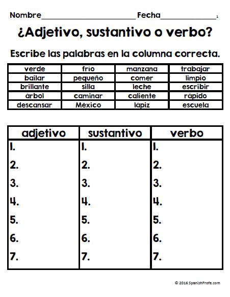 The Spanish Language Worksheet For Students