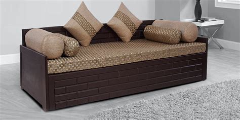 Buy Brick Pull Out Sofa Cum Bed In Beige And Brown Finish At 34 Off By