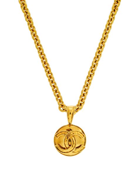 Chanel Vintage Gold Cc Logo Pendant Necklace From Amarcord Vintage