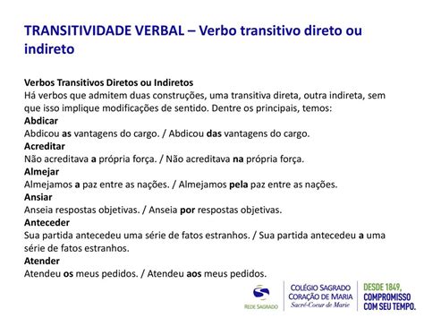 Verbos Transitivos Diretos E Indiretos Exemplos Novo Exemplo