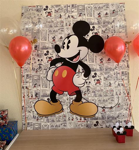 Mickey Mouse Birthday Party Backdrop Mickey Mouse Retro Etsy In 2020