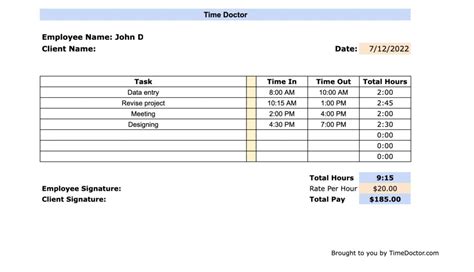 Free Daily Timesheet Template Excel Pdf Word Time Doctor Blog