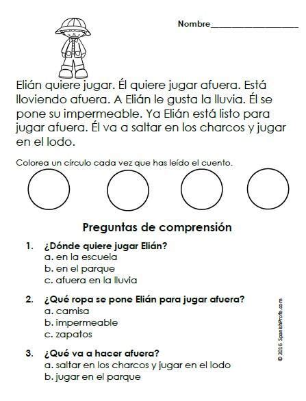 A Spanish Worksheet With An Image Of A Person Holding An Umbrella