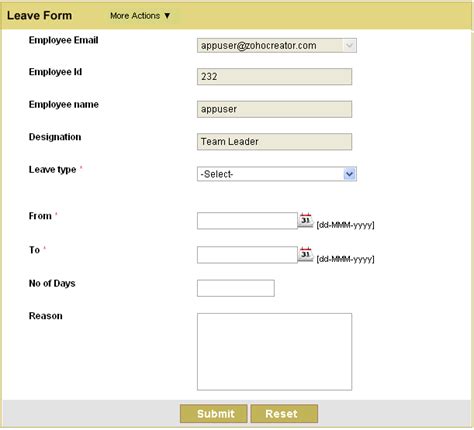 Application Form Application Form Html Template