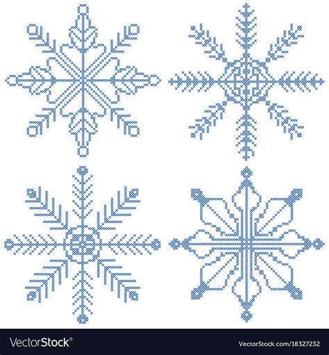 4 Cross Stitch Snowflakes Royalty Free Vector Image
