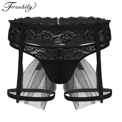 mens sexy wedding panties lingerie set lace garter panty sock garter belt holder suspender with