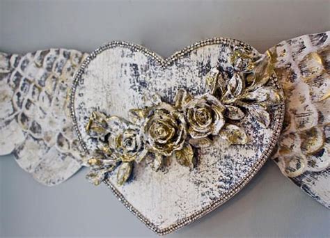 1 pc/bubble bag protected 2). Large Angel Wings Wall Decor Gold Rhinestone Heart Roses ...