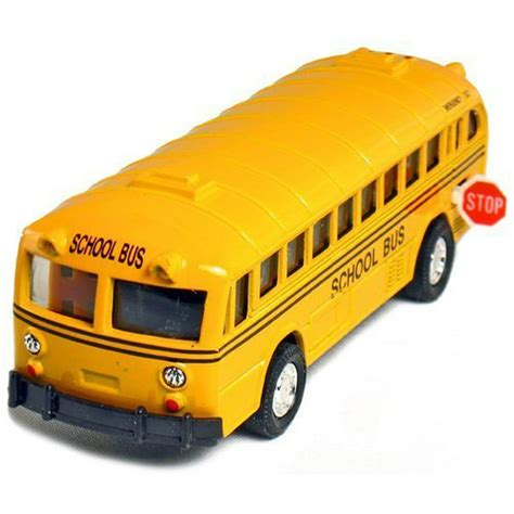5 Diecast Classic Yellow School Bus Toy With Pull Back Action