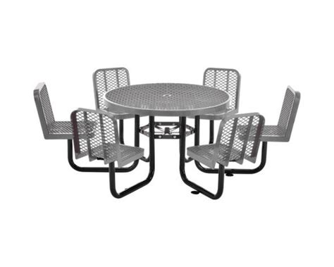 46 Round Expanded Steel Picnic Table With 6 Seats