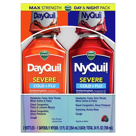 Vicks Dayquil And Nyquil Severe Cold And Flu Liquid Medicine 12 Fl Oz