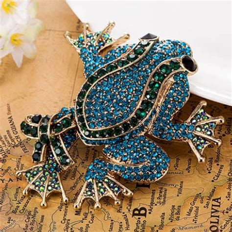 Zlxgirl Mixed Design Frog Brooches Jewelry Fashion Green Enamel Women