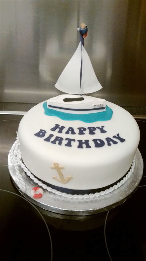 Yacht Theme Birthday Cake For A Male Hand Made Sugar Yacht With Sails
