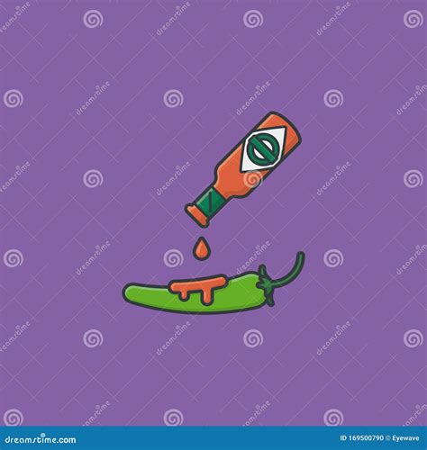 Putting Hot Sauce On A Chili Pepper Vector Illustration Stock Vector Illustration Of Drop