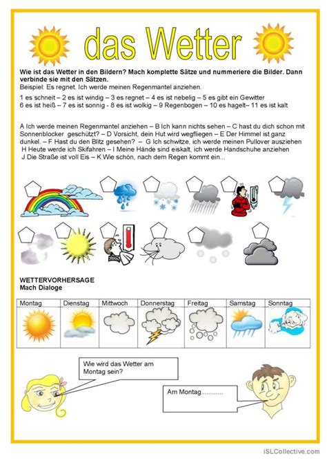 Das Wetter Deutsch Daf Arbeitsblätter Pdf And Doc