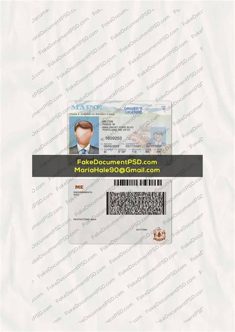 Maine Drivers License Template Psd Fake Id 2023