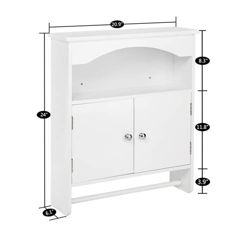Ubesgoo White Wood Bathroom Wall Mount Cabinet Toilet Medicine Storage