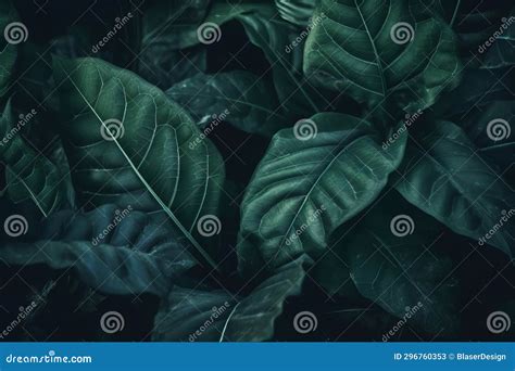 Lush Tropical Green Leaves Of A Forest Plant Vibrant Nature