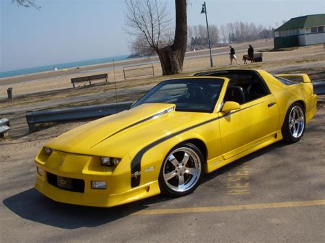 Yellow Camaro With Black Racing Stripes Third Generation F Body