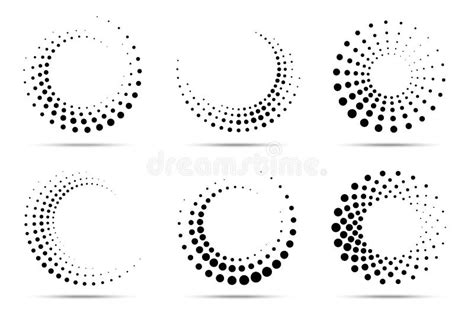 Halftone Circular Dotted Frames Set Circle Half Tone Dots Isolated On