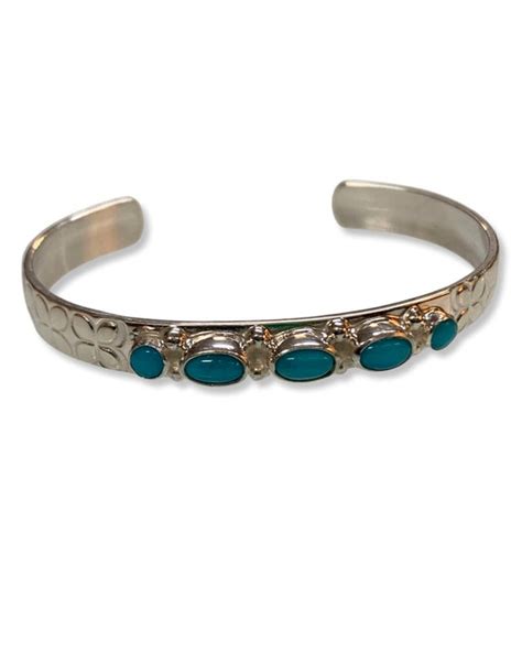 Jay King DTR Turquoise Sterling Silver Baby Cuff Brac Gem