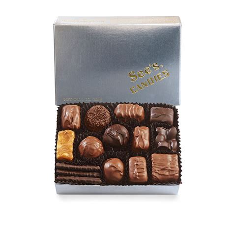 assorted chocolates silver box 8 oz see s candies
