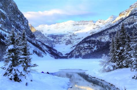 Winter Mountains Canada Lake Parks Scenery Snow Banff Louise