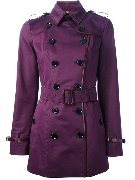 Lyst Burberry Belted Trench Coat In Purple