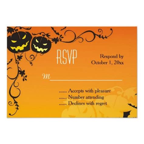 An Orange And Black Halloween Wedding Rsp Card