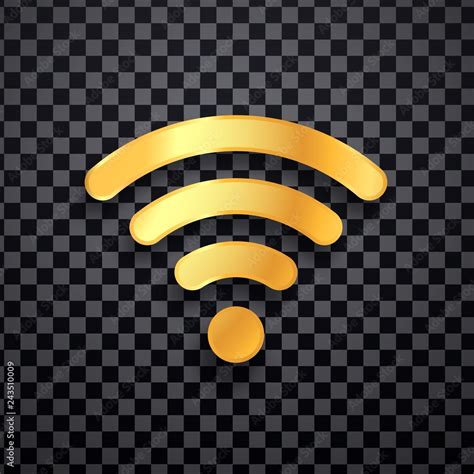 Golden Wifi Vector Icon Gold Wi Fi Wireless Sign Isolated Wi Fi Logo