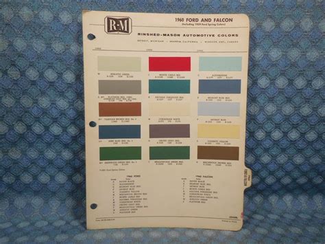 Ford Falcon Colour Chart