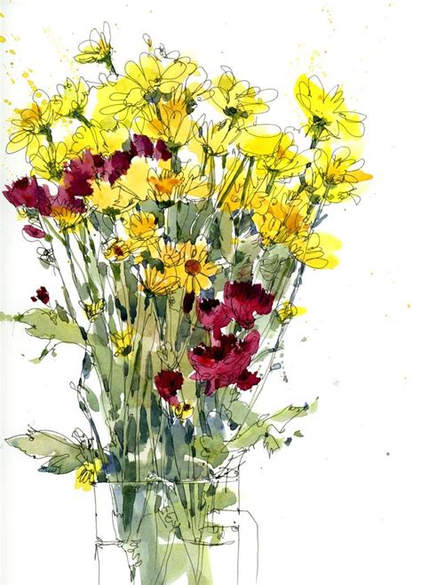 Learn how to draw flowers and create beautiful floral art with pens. This line and wash sketch is the second of two demos I did ...