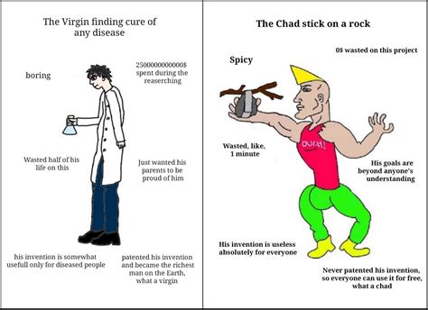 Chad was somewhat of a nuisance because it always got into sailors' hair, clothes,. virgin inventor v. CHAD INVENTOR | Virgin vs. Chad | Know ...