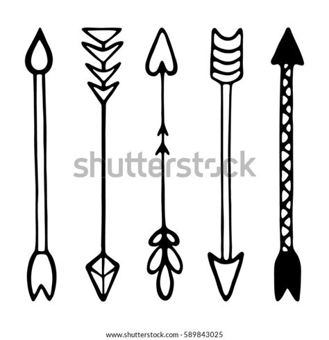 Set Tribal Black Hand Drawing Arrows 库存矢量图（免版税）589843025 Shutterstock