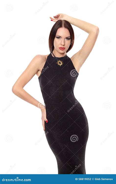 Beautiful Woman In A Black Dress Stock Photo Image Of Vogue Elegant
