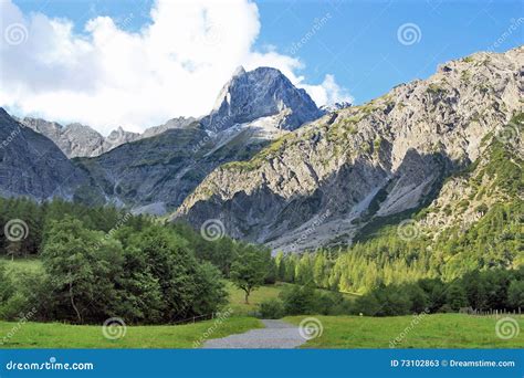 View On Mountain Chain In The Alps Karwendel Stock Image Image Of