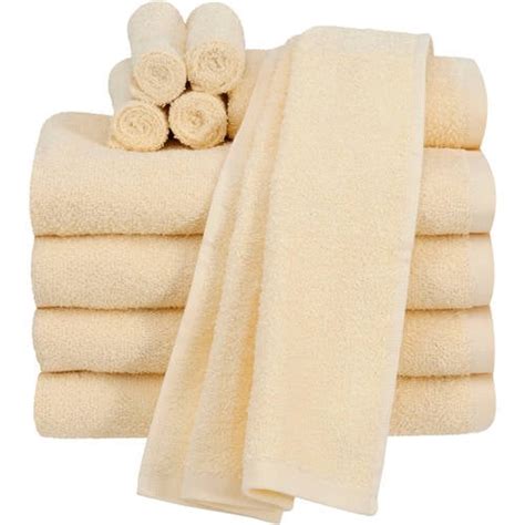 Mainstays Value Terry Cotton Bath Towel Set 10 Piece Set Yellow
