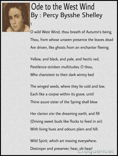 Ode to the West Wind, By : P.B.Shelley | Wind poem, Poems, Poetry