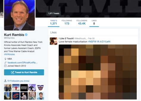 Kurt Rambis Caught Liking Nude Girl Masturbation Tweet On Twitter